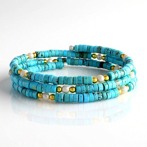 Bracelet en acier et Magnésite bleue (Riya)