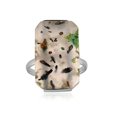 Zilveren ring met een Venus chalcedoon (Bali Barong)