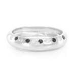 Anello in argento con Zaffiro Bianco e Spinello Nero