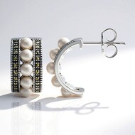 Boucles d'oreilles en argent et Perle de culture d'eau douce argentée (TPC)