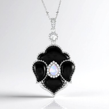Schwarzer Achat-Silberhalskette (Dallas Prince Designs)