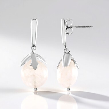 Rose Quartz Silver Earrings