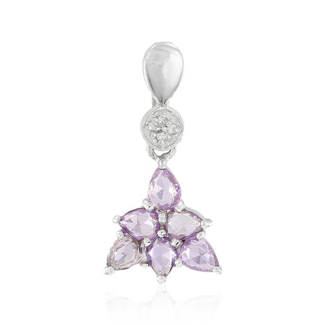 Nicht erhitzter Purpurfarbener Ceylon-Saphir-Silberanhänger