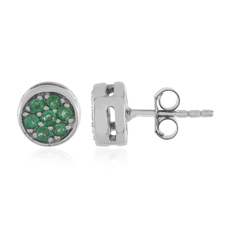 Russischer Smaragd-Silberohrringe