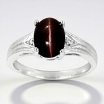 Bague en argent et Scapolite œil-de-chat