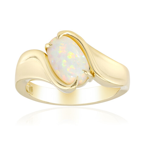 Brasilianischer Weißer Opal-Goldring