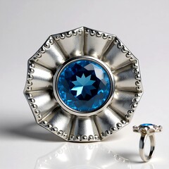 Anello in argento con Topazio Blu Svizzero