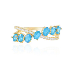 Bague en argent et Apatite bleu néon