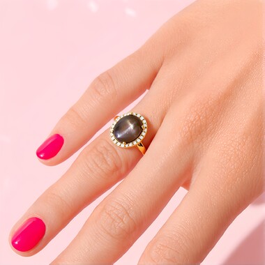 Bague en argent et Pierre du Soleil œil-de-chat