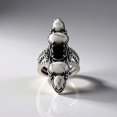 Anello in argento con Howlite (Desert Chic)