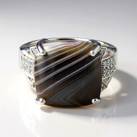 Anello in argento con Agata Botswana