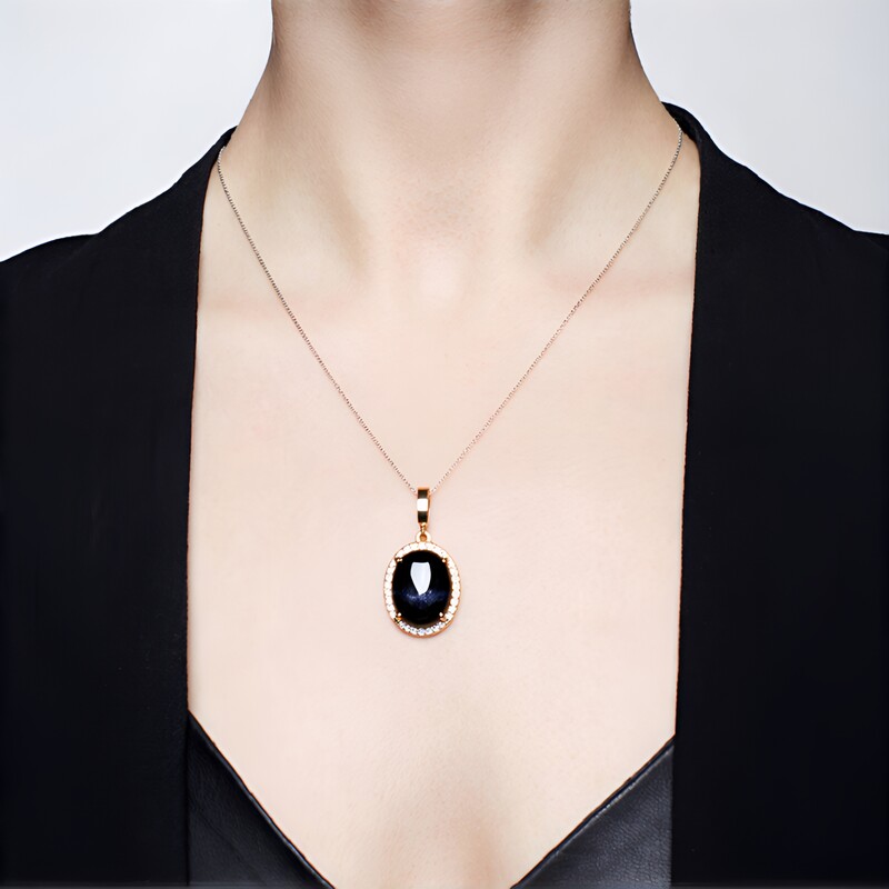 Pendentif en argent et Diopside étoilé d'Inde