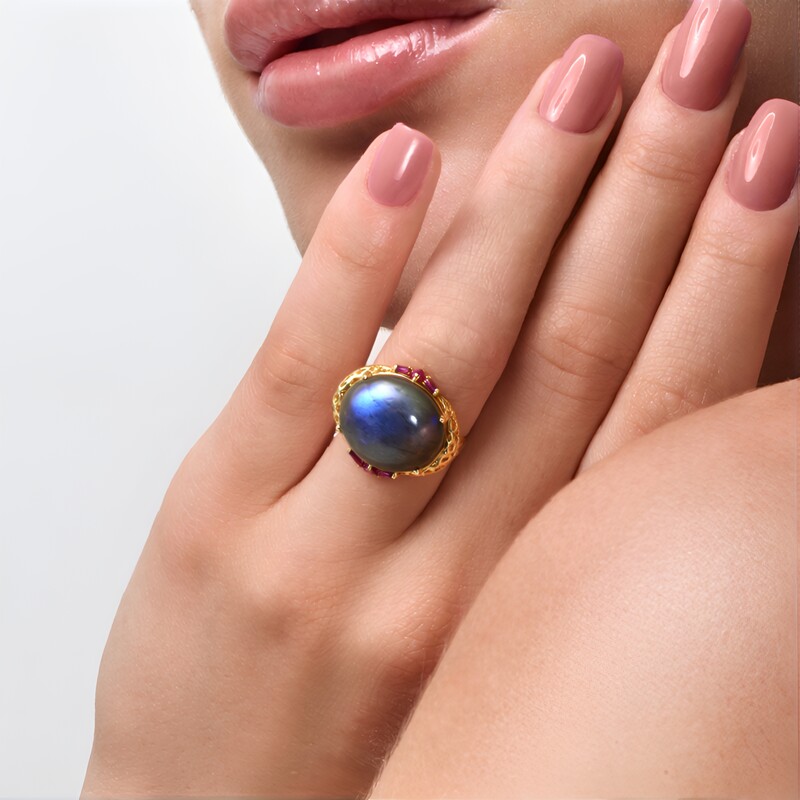 Blauer Maniry-Labradorit-Silberring (Ornaments by de Melo)