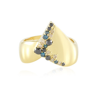 Zilveren ring met zwarte diamanten