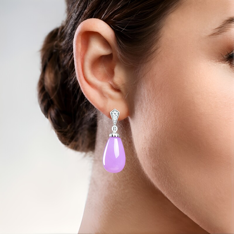 Pendientes en plata con Cuarzo lila