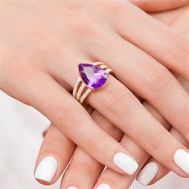 Bague en argent et Améthyste Rose de France