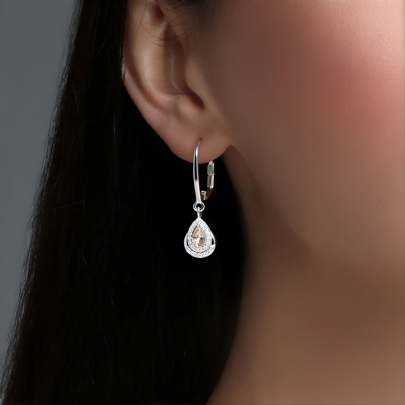 Boucles d'oreilles en argent et Morganite du Brésil