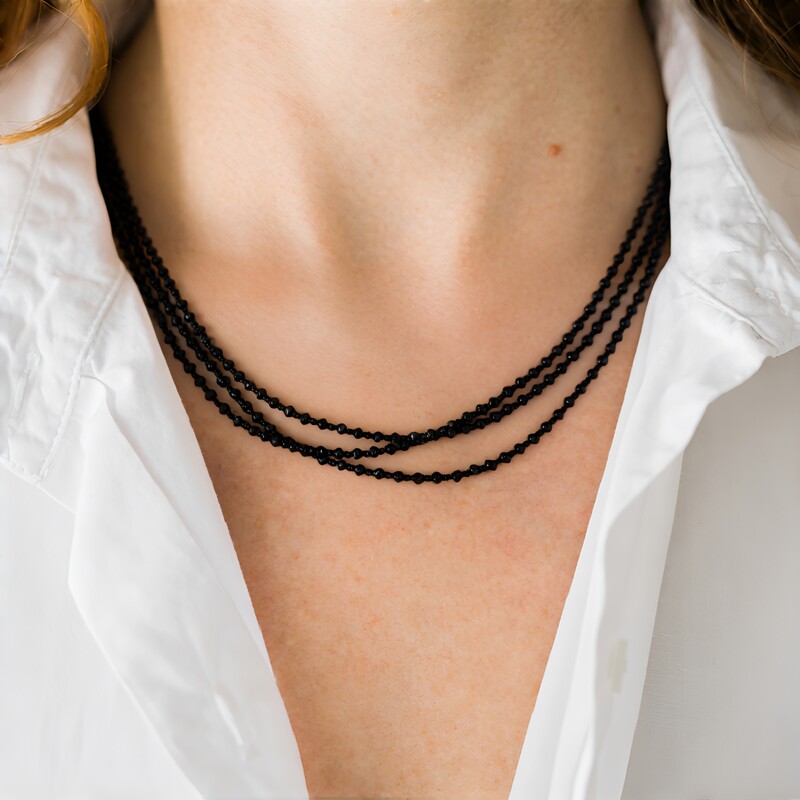 Schwarzer Spinell-Silberhalskette