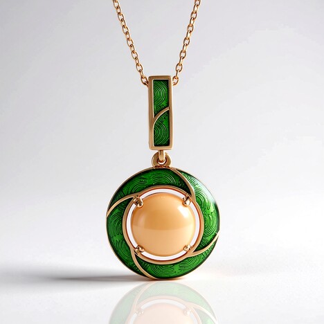 Collana in argento con Pietra di Luna Pesca (Adela Silber)