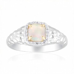 9K Brazilian White Opal Gold Ring