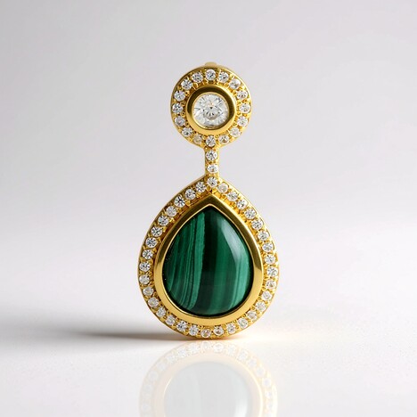 Ciondolo in argento con Malachite (Adela Silber)