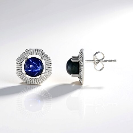Orecchini in argento con Zaffiro Stellato Blu