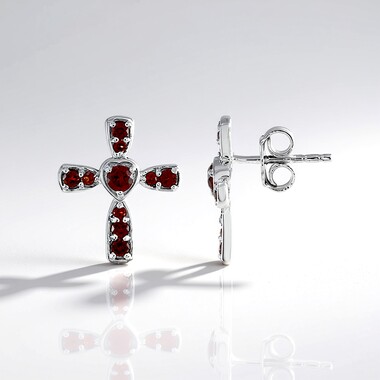 Boucles d'oreilles en argent et Grenat du Mozambique