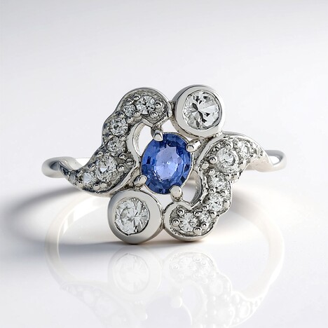 Anello in argento con Zaffiro Ceylon Blu (non riscaldato)