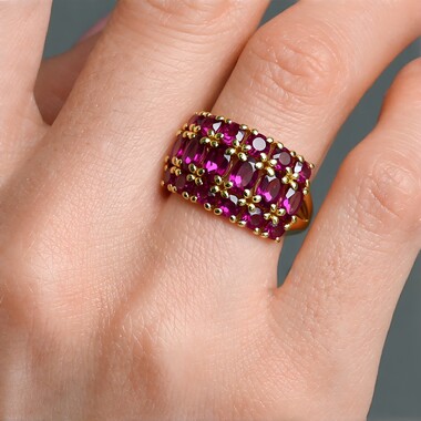 Bague en argent et Grenat magenta