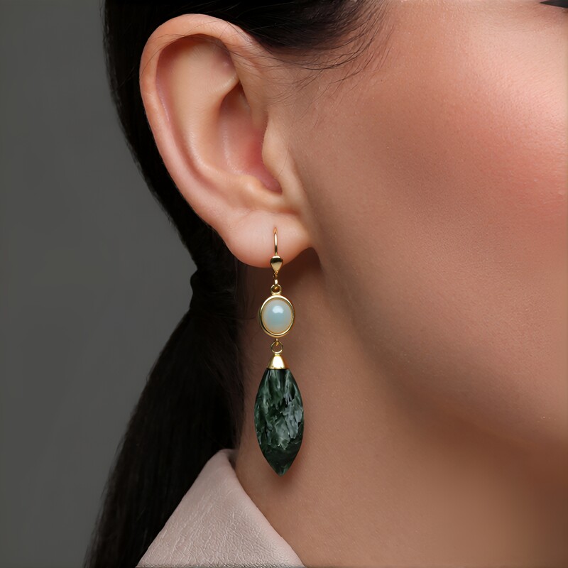 Boucles d'oreilles en argent et Séraphinite (CUSTODANA)
