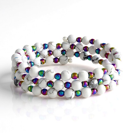 Bracciale in acciaio con Howlite (Riya)