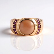 Bague en argent et Pierre de lune pêche (KM by Juwelo)