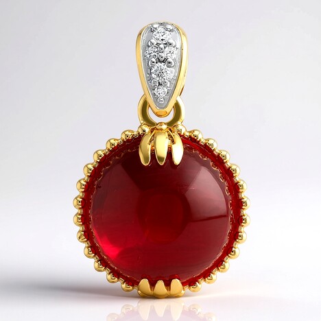 Ciondolo in oro con Rubellite Occhio di Gatto