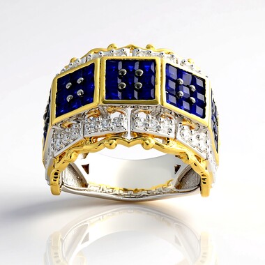 Anillo en plata con Espinela azul cobalto (Gems en Vogue)