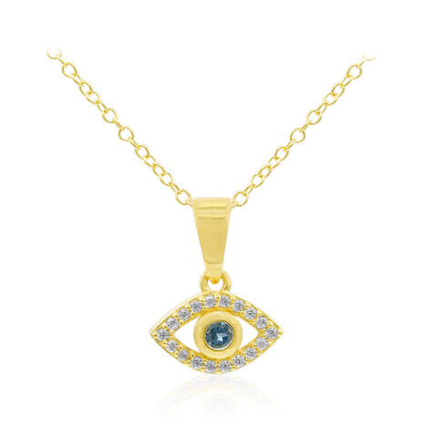 Collier en argent et Topaze bleu de Londres