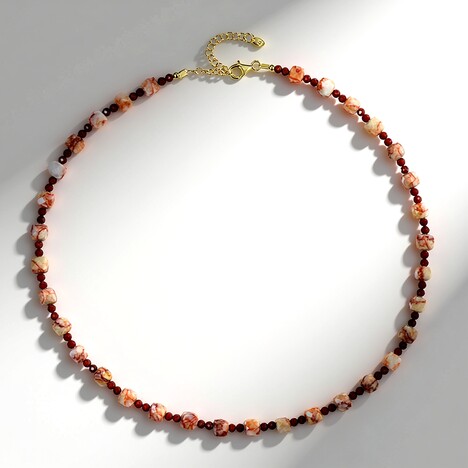 Collana in argento con Diaspro a Rete Rossa