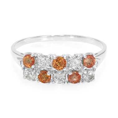 Oranger Saphir-Silberring