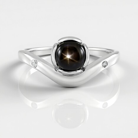 Anello in argento con Zaffiro Stellato Nero (de Melo Essence)