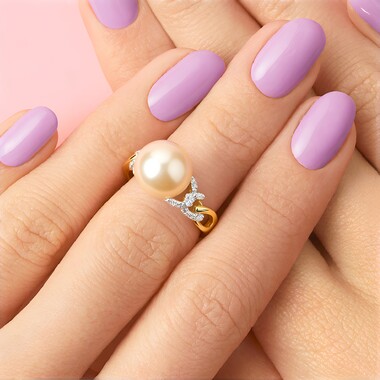 Anello in oro con Perla Dorata dei Mari del Sud Kabira (TPC)