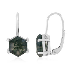 Pendientes en plata con Ágata de musgo