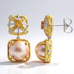 Orecchini in argento con Perla Mabé Dorata (Gems en Vogue)