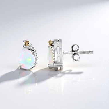 Welo-Opal-Silberohrringe mit Gold (Granulieren)