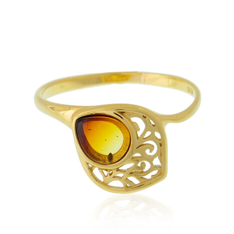 Zilveren ring met een Baltische barnsteen (dagen)