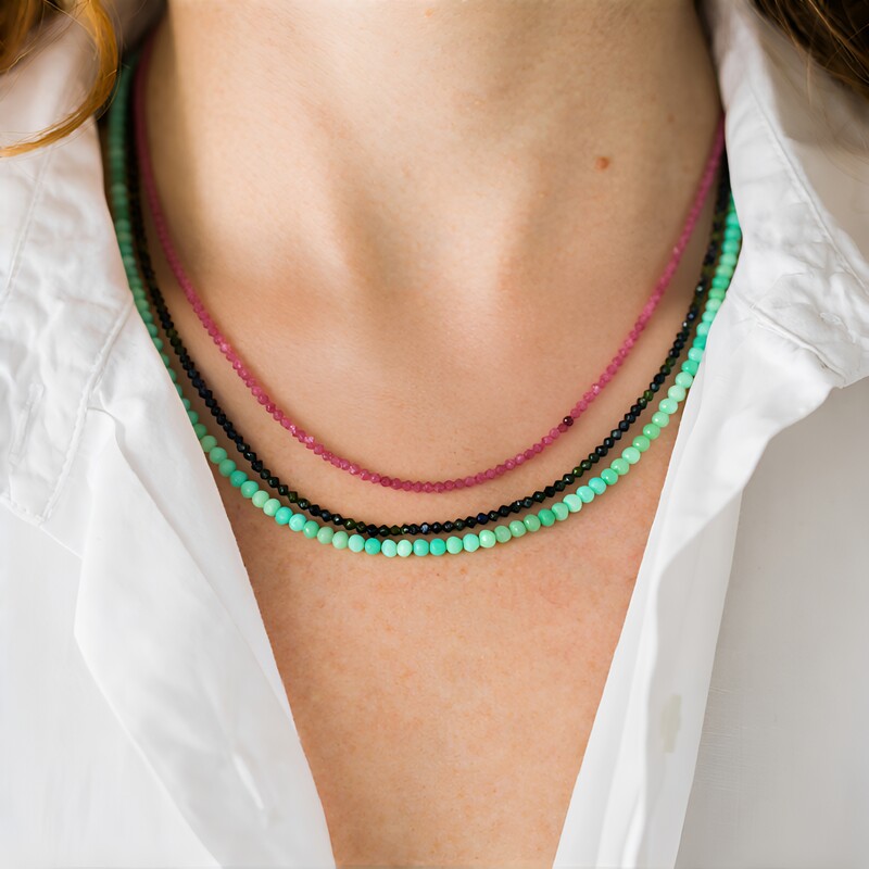 Nigerian Pink Tourmaline Silver Necklace