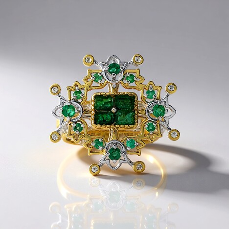 Anello in argento con Smeraldo Zambia (Gems en Vogue)