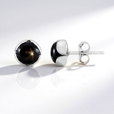 Orecchini in argento con Zaffiro Stellato Nero (de Melo Essence)