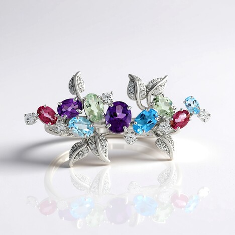 Anello in argento con Topazio Blu Svizzero (Dallas Prince Designs)