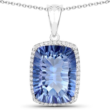 Blauer Mystik-Quarz-Silberhalskette