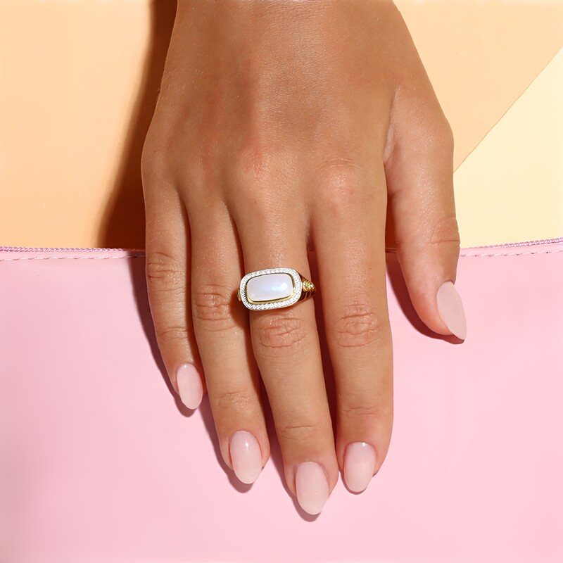 Rainbow Moonstone Silver Ring (Adela Silber)