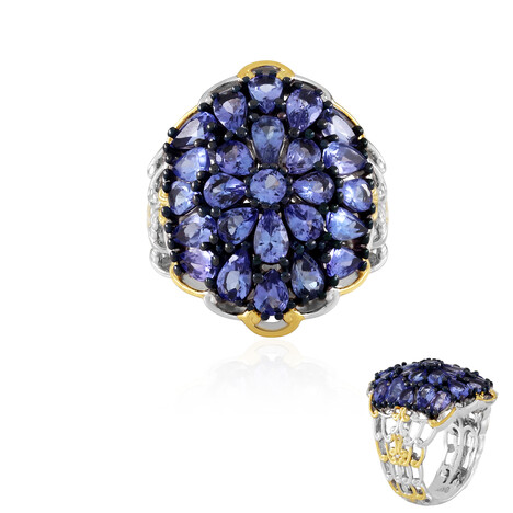 Zilveren ring met tanzanieten (Gems en Vogue)